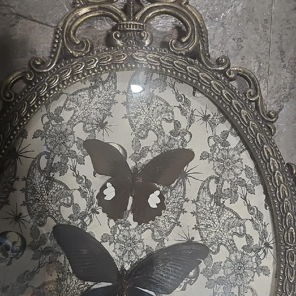 Ornate Vintage-Style Butterfly Wall Art in Antique Metal